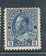 Canada 111 1914 5 c dark blue G V Admiral issue stamp mint NH