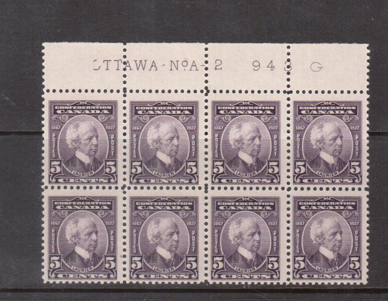 Canada #144 NH Mint Plate #2 Upper Block Of Eight