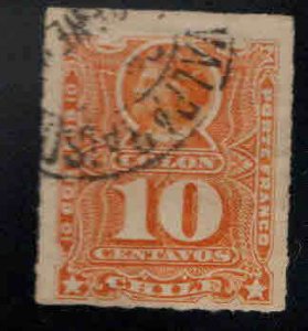 Chile Scott 29 Used Columbus Rouletted  Orange colored stamp