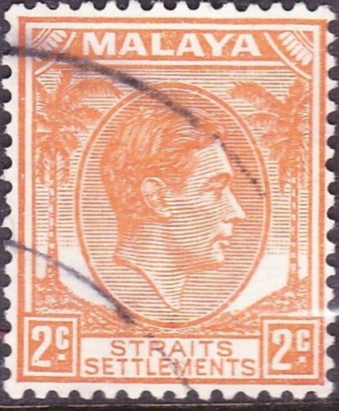 MALAYA STRAITS SETTLEMENTS 1941 KGVI 2 Cent Orange SG294 Used