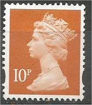 GREAT BRITAIN, Machins, 1993, MNH 10p brown orange, Scott MH206