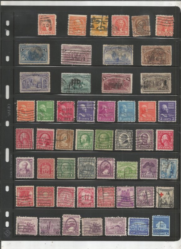 US COLLECTION ON STOCK SHEET, MINT/USED, 1800'S ON