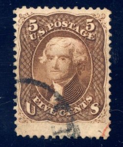 US SCOTT #76 USED-VERY FINE-JUMBO W/ PF CERT (4/11/24 GP)