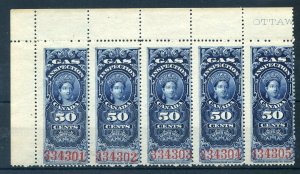 van Dam FG19 MNHOG strip of 5 with two very rare errors