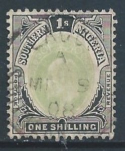 Southern Nigeria #27 Used 1sh Edward VII Defin. - Wmk. 3