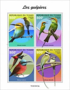 2021/10- CHAD - BEE EATERS                            4V complet set MNH  T