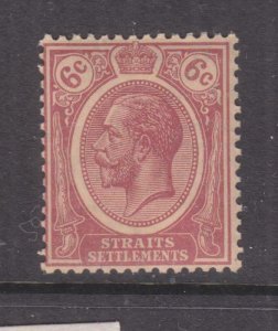 STRAITS SETTLEMENTS, 1922 KGV 6c.Dull Claret, Script CA, WATERMARK INVERTED, mnh