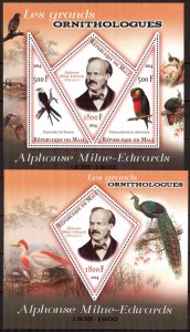 Mali 2014 Birds Great Ornithologists Alphonse Milne - Edwards Sheet + S/S MNH