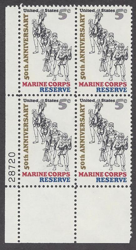 1315 Plate block 5cent USMC Marine Corps Reserve Devil 