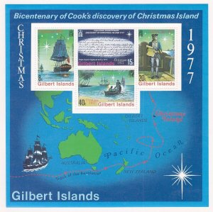 Gilbert Islands 303a (300-03) MNH 1977 Discovery Christmas Islands Souvenir Sht