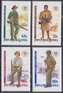 PAPUA NEW GUINEA Sc # 790-3 CPL MNH SET of 4 - SOLDIERS from VARIOUS ARMIES