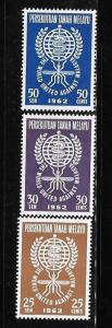 Malaya 1962 WHO Drive to eradicate malaria Sc 102-104 MNH A778