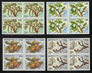 1992 Monaco Sc 1809-12 Four Seasons walnut tree precancel MNH blocks of 4