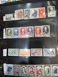 FRANCE, Post war Semi-Postal issues B232-B254 Unused OG, VLH, VF.  Cv. 117