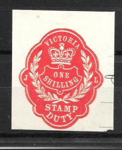 Australia - Victoria, Revenue,  Impressed Stamp Duty 1/-