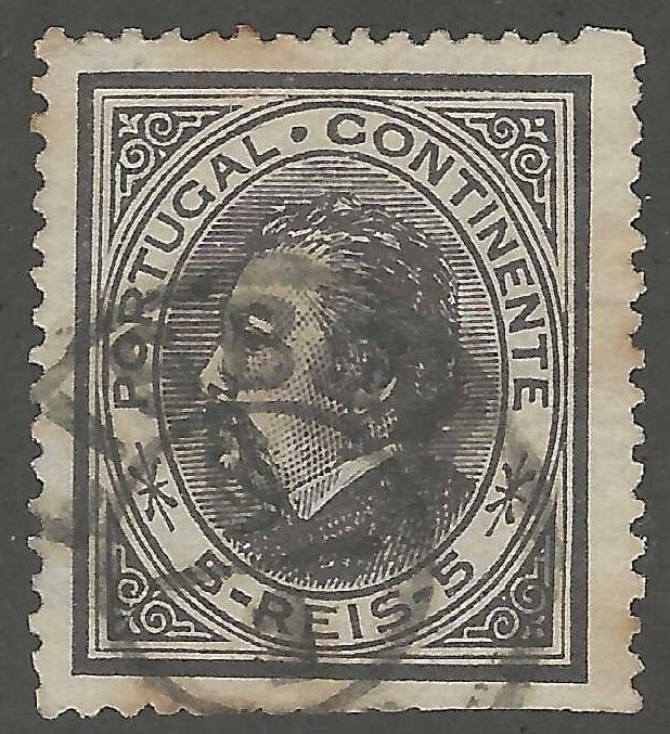 Portugal, Scott#52,  used, hinged,  5, reis, black