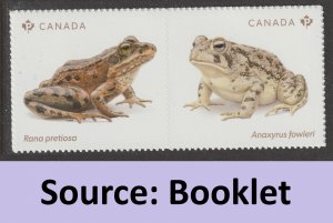 Canada 3421-3422 Endangered Frogs P pair (from booklet) MNH 2024