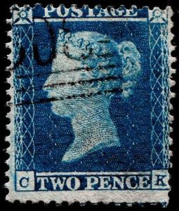 Sg23, 2d blue plate 4, SC14, good used. Cat £200. CK