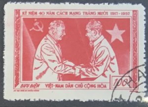 VIETNAM (NORTH) 1957 100b RUSSIAN REVOLUTION  SGN72  FINE USED. CAT £9