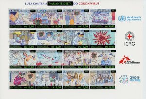 Sao Tome & Principe 2021 MNH Medical Stamps Corona Delta Variant 16v Black M/S 