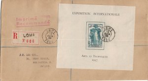 Lome, Togo to Manchester, England 1938 Registered, 1937 Arts ... (51991)