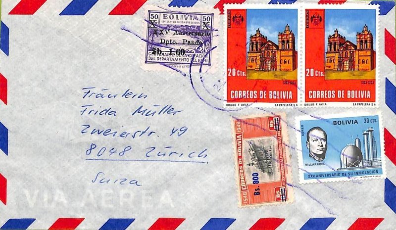 ad6119 - BOLIVIA - POSTAL HISTORY -  AIRMAIL COVER to SWITZERLAND 1951