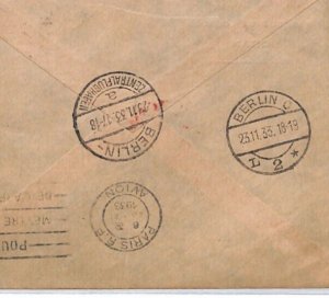 France ALGERIA Cover 1933 Oran *GERMANY AIR MAIL* Leipzig via PARIS YV259