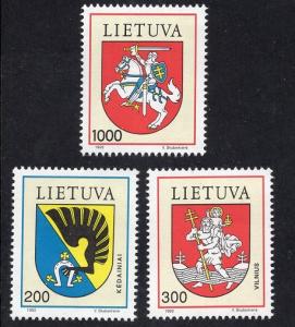 Lithuania   #431-433  1992  MNH  Coats of Arms