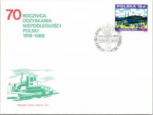 Poland 1988 FDC - 70th Anniversary of Poland's Independence - F12618