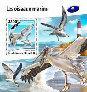 Niger - 2018 Sea Birds on Stamps - Stamp Souvenir Sheet - NIG18511b