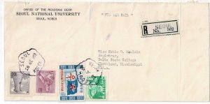South Korea 1959 Seoul cancel on registered, airmail cover to the U.S.