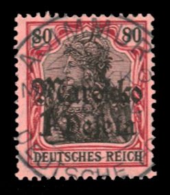 German Colonies, German Offices in Morocco #53 Cat$24, 1911 1p on 80pf, used