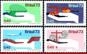 1304-07 BRAZIL 1973 PROTECTION CAMPAIGN FIRE AVIATION SAFETY ART MI# 1390-94 MNH