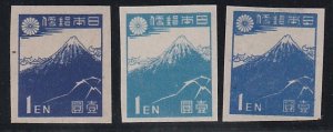 Japan # 364, 364a, 364b, Mt. Fuji, Mint Hinged, 1/2 Hinged Cat.