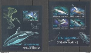 2013 Central Africa Fauna Marine Life Water Birds Dolphins Kb+Bl ** Ca615