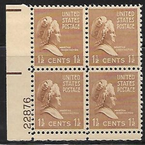 #805 Presidential  Lower Right Plate Block #22876 F VF NH  SCV=$.50