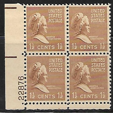 #805 Presidential  Lower Right Plate Block #22876 F VF NH  SCV=$.50