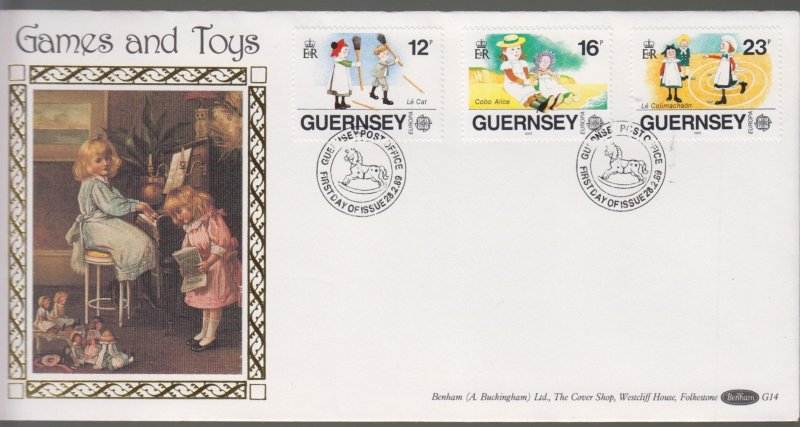 Guernsey - 1989 Europa  set 3 Benham Silk FDC