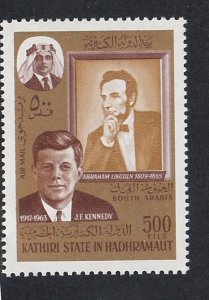 Aden - Kathiri State Mi164A, John F. Kennedy, & Abraham Lincoln  Mint NH