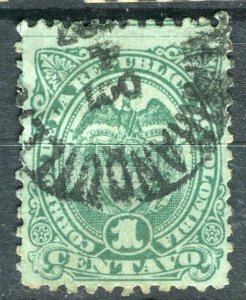 COLOMBIA; 1886 classic perf Condor issue used Shade of 1c. Postmark