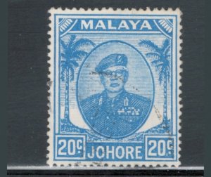 Malaya States - Johore 1952 Sultan Ibrahim 20c Scott # 142 Used