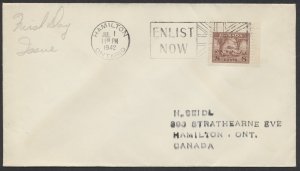 1942 #256 8c Farm Scene War Issue FDC Hamilton Enlist Now Flag Slogan