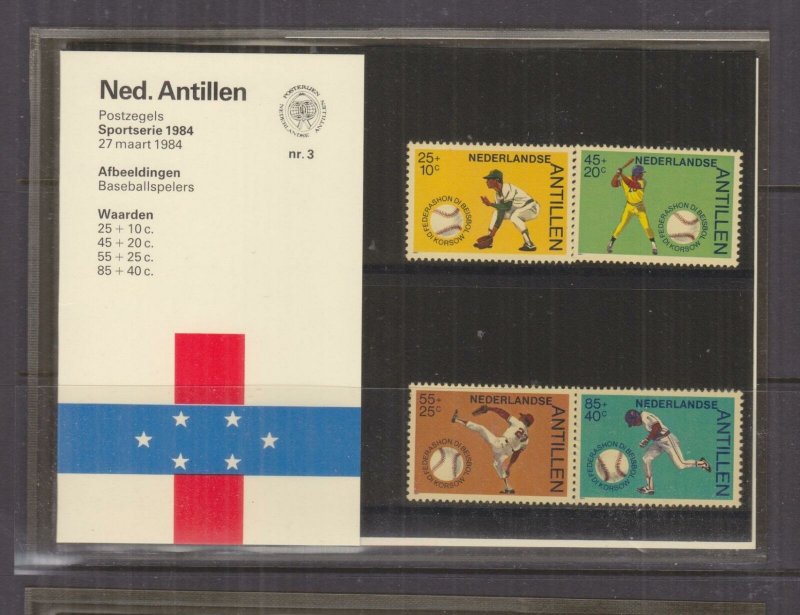 NETHERLANDS ANTILLES,1984 Baseball Federation set of 4, Folder 3 