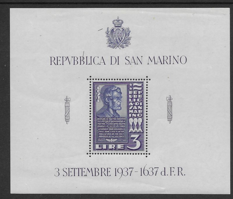 San Marino 186  1938  S/S  VF NH