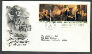 1691-94 Declaration of Independence ArtCraft strip of 4 FDC neatly typed address