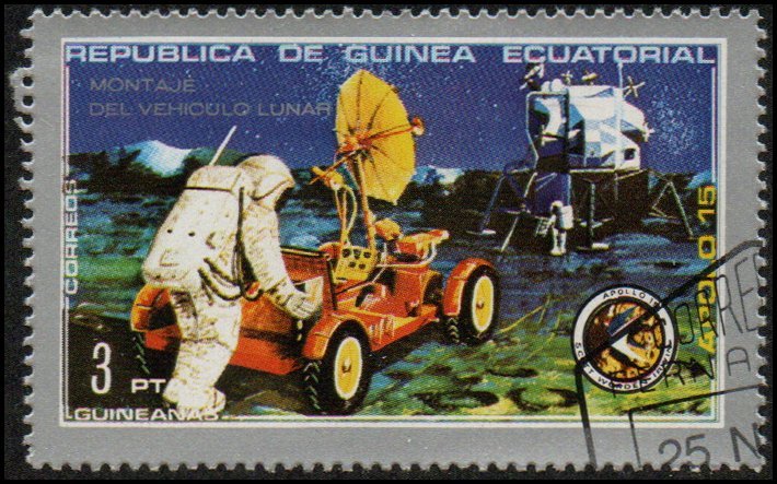 Equatorial Guinea sw19 - Cto - 3p Apollo 15 / Rover / Lunar Lander (1972)