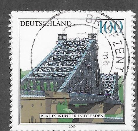 Germany #2080  100pf Blue wonder Bridge  (U) CV.$0.80