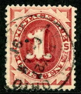 USA 1891 Postage Due 1¢ Claret Scott #J22 VFU H221  ⭐⭐⭐⭐