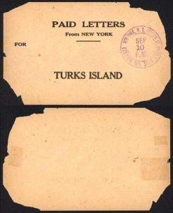 Turks and Caicos 1920s Paid Letters Label from New York