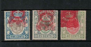 Hong Kong Barefoot 130, 134 & 136, Revenues, Used, KGV, 1921
